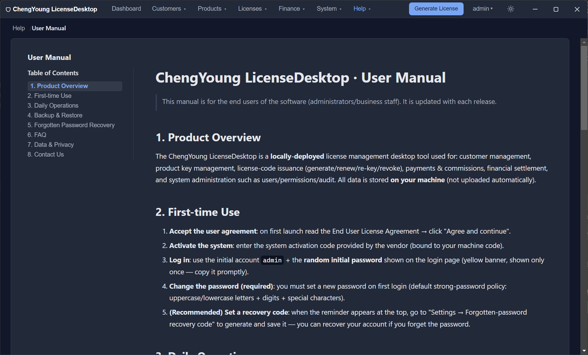 LicenseDesktop license management